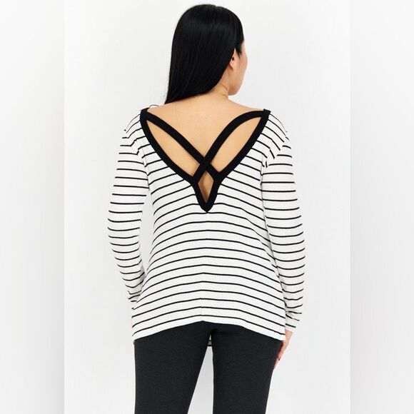 BB Dakota Stripe Sweater open back medium M soft stretchy women’s Nordstrom - Picture 1 of 5